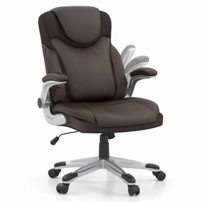 Giantex Executive Office Chair, PU Leather Ergonomic Desk Chair with Flip-up Armrests and Height Adjustable outdoor dining set, patio table