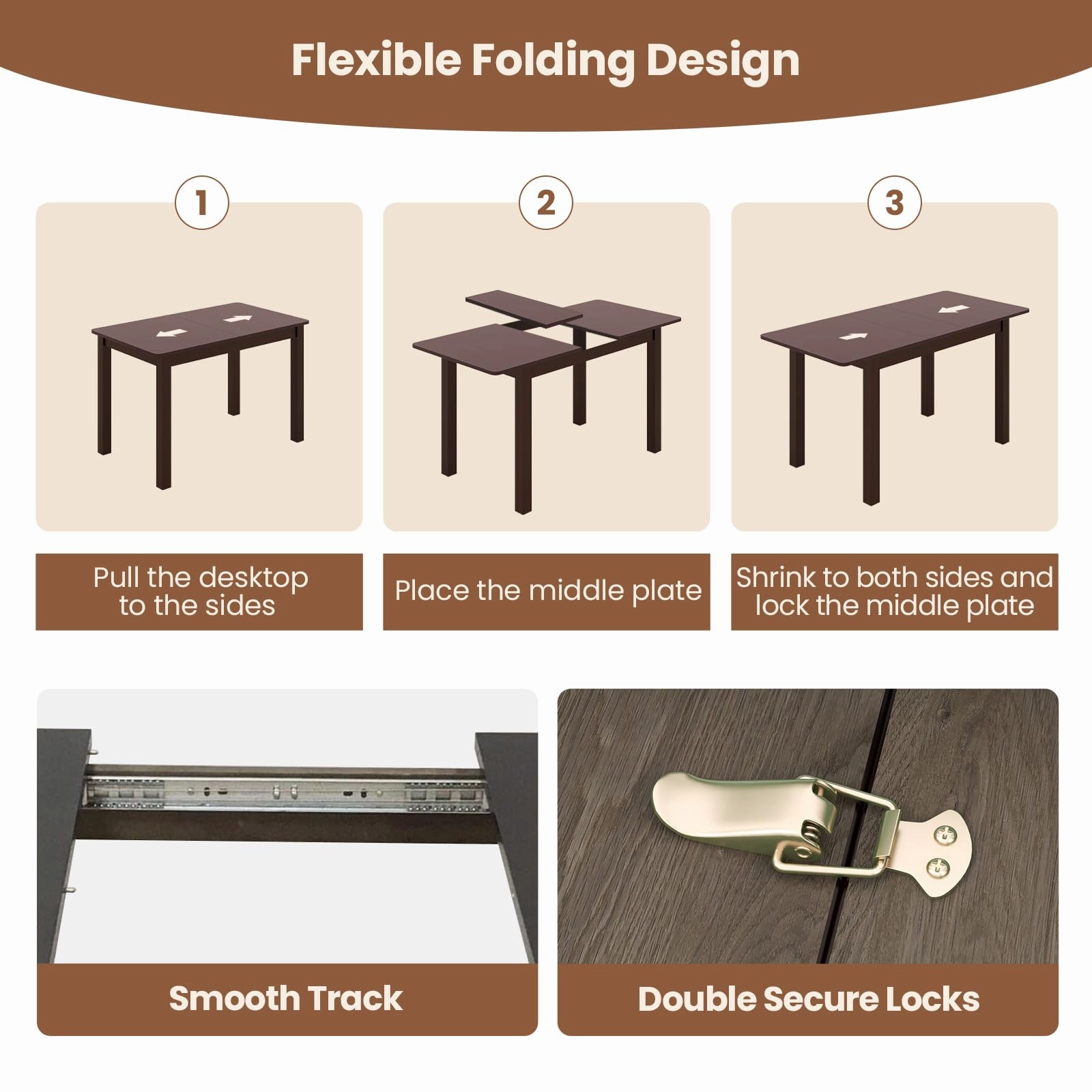 Giantex Extendable Dining Table for 4, 60" Folding Kitchen Table