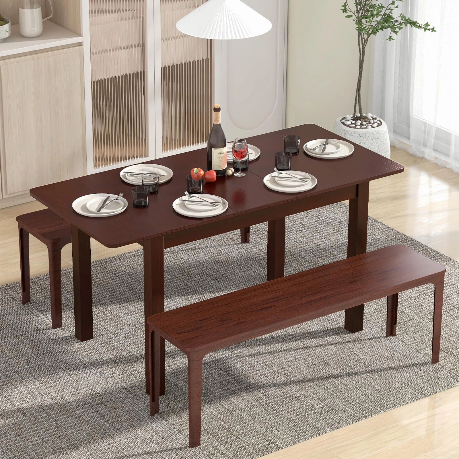 Giantex Extendable Dining Table for 4, 60" Folding Kitchen Table