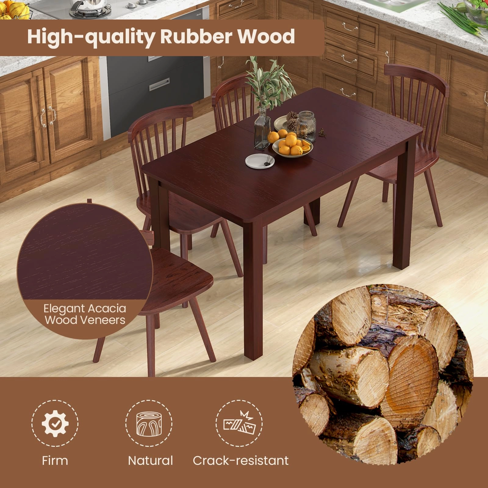 Giantex Extendable Dining Table for 4, 60" Folding Kitchen Table