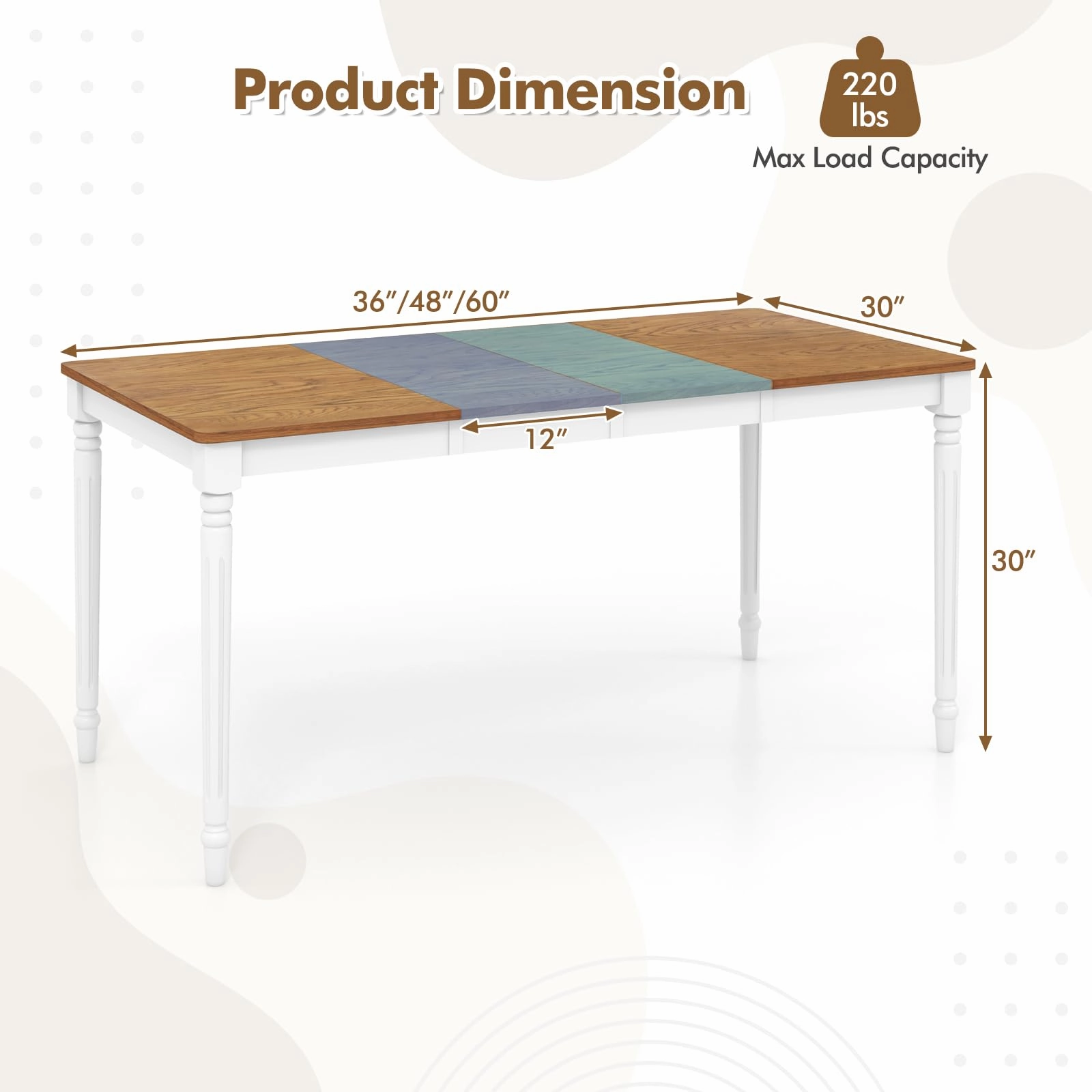 Giantex Extendable Dining Table for 4-8 People, Large Folding Kitchen Table with Rubber Wood Legs, 220 Lbs Capacity