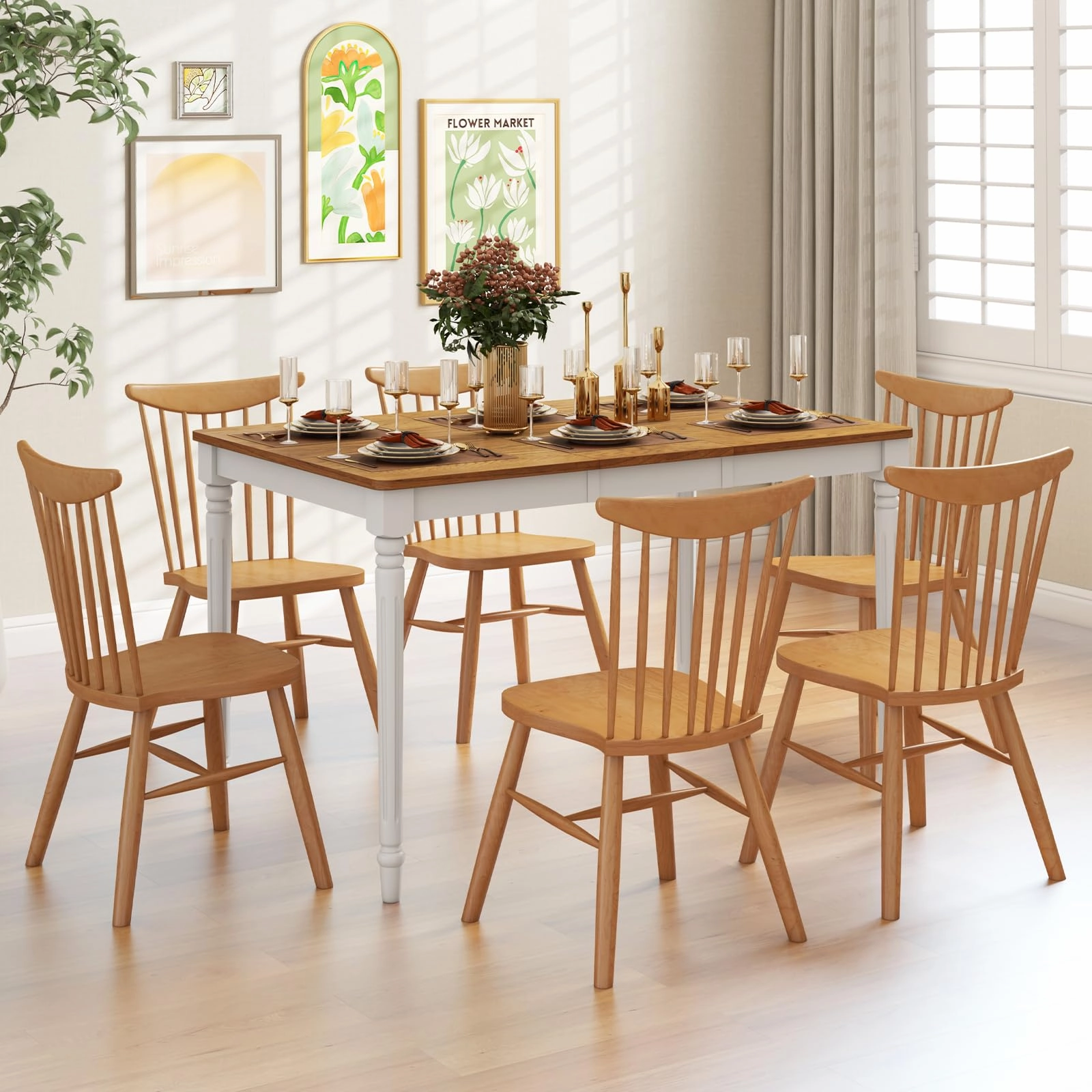 Giantex Extendable Dining Table for 4-8 People, Large Folding Kitchen Table with Rubber Wood Legs, 220 Lbs Capacity