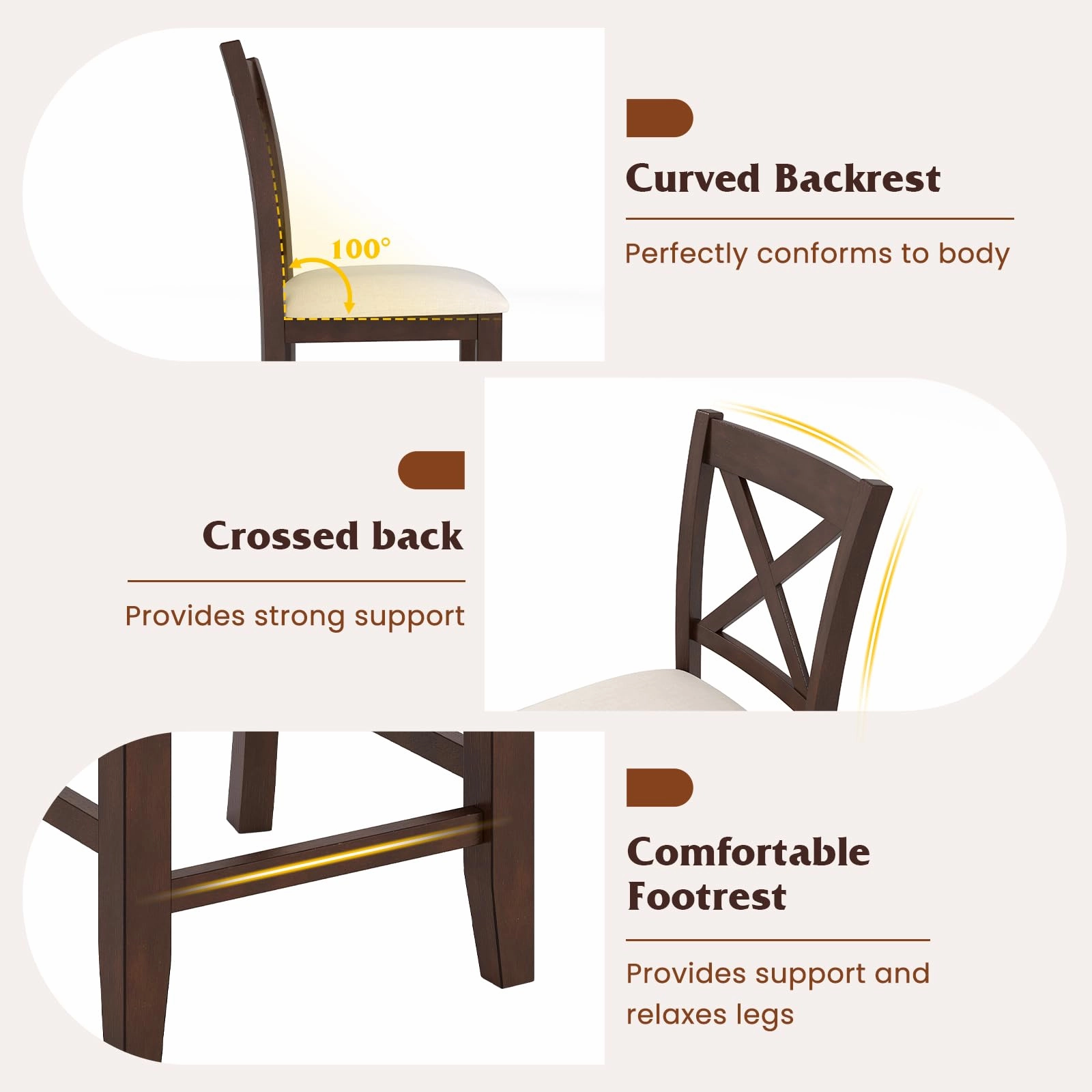 Giantex Farmhouse Counter Height Bar Stools with Footrest