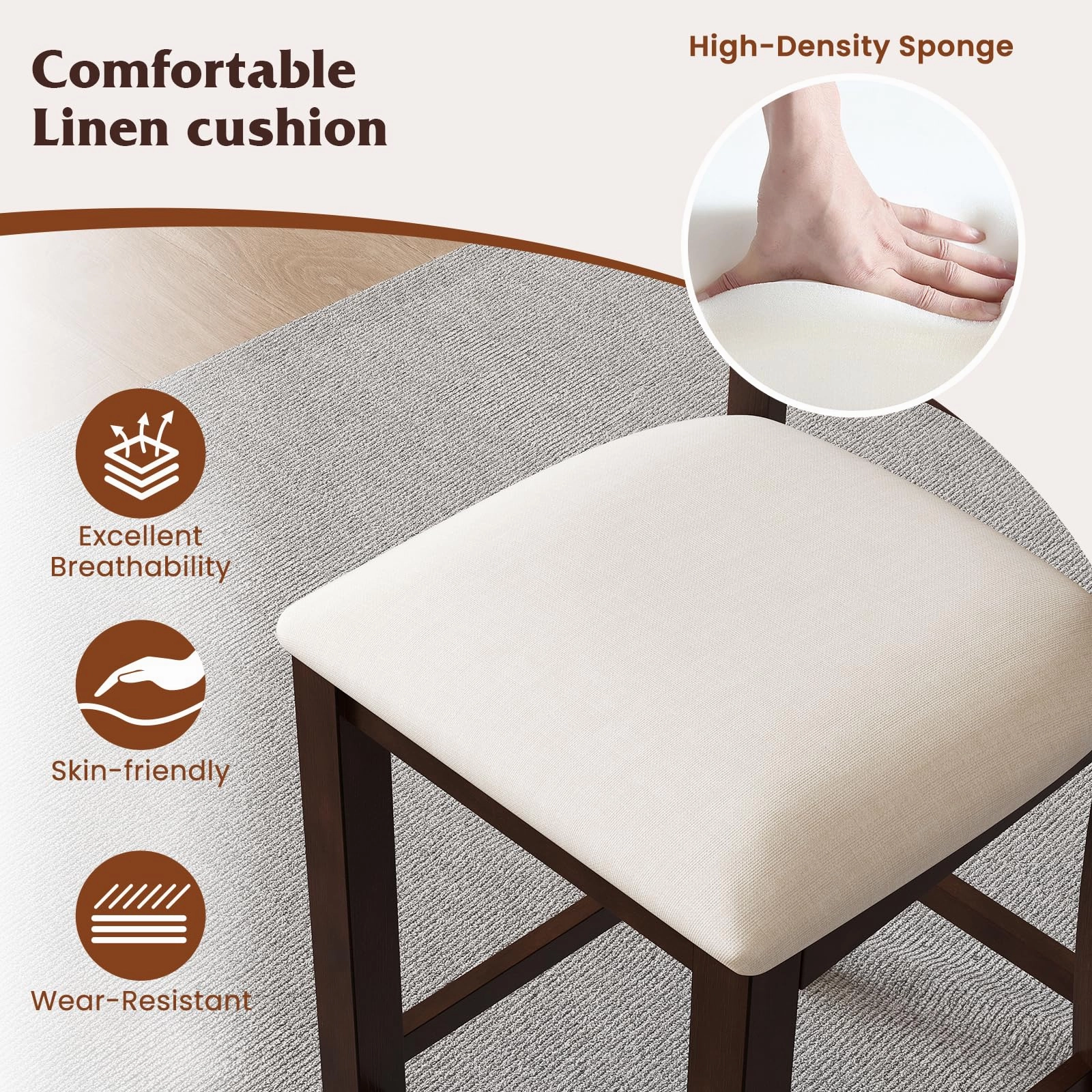 Giantex Farmhouse Counter Height Bar Stools with Footrest