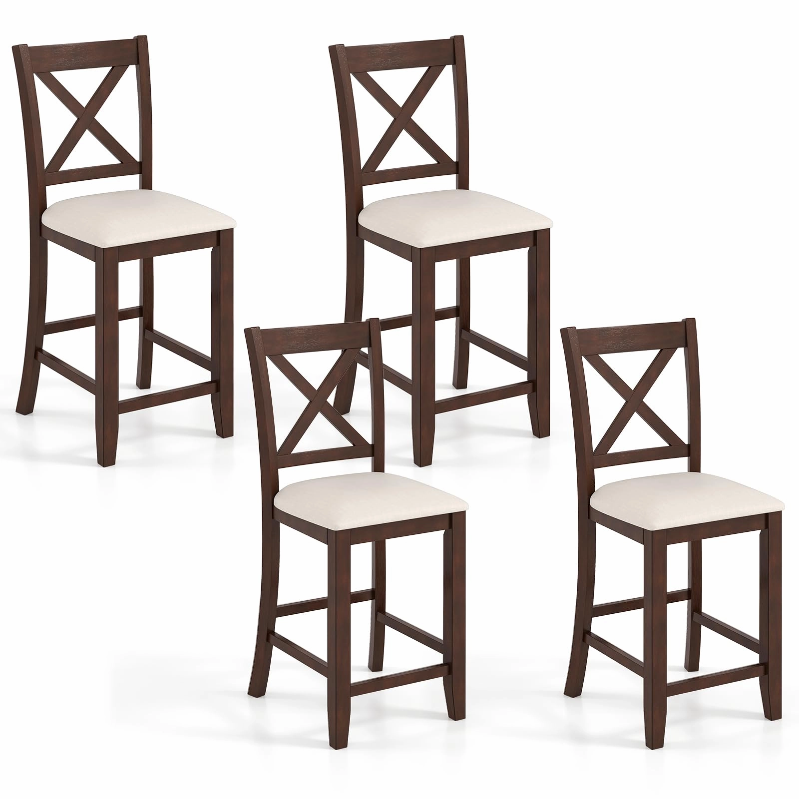 Giantex Farmhouse Counter Height Bar Stools with Footrest