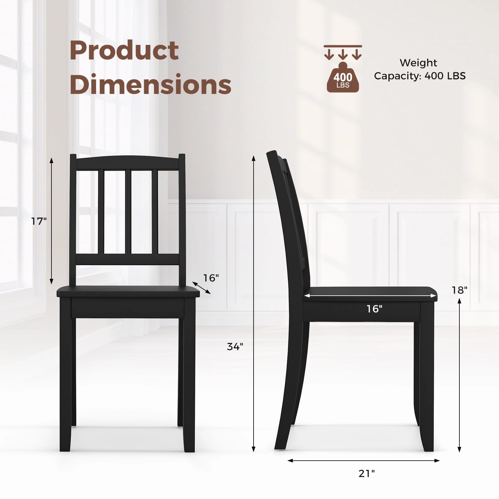 Giantex Farmhouse Dining Chairs Set of 2/4, Modern Kitchen Chairs w/Rubber Wood Legs & Curved Backrest