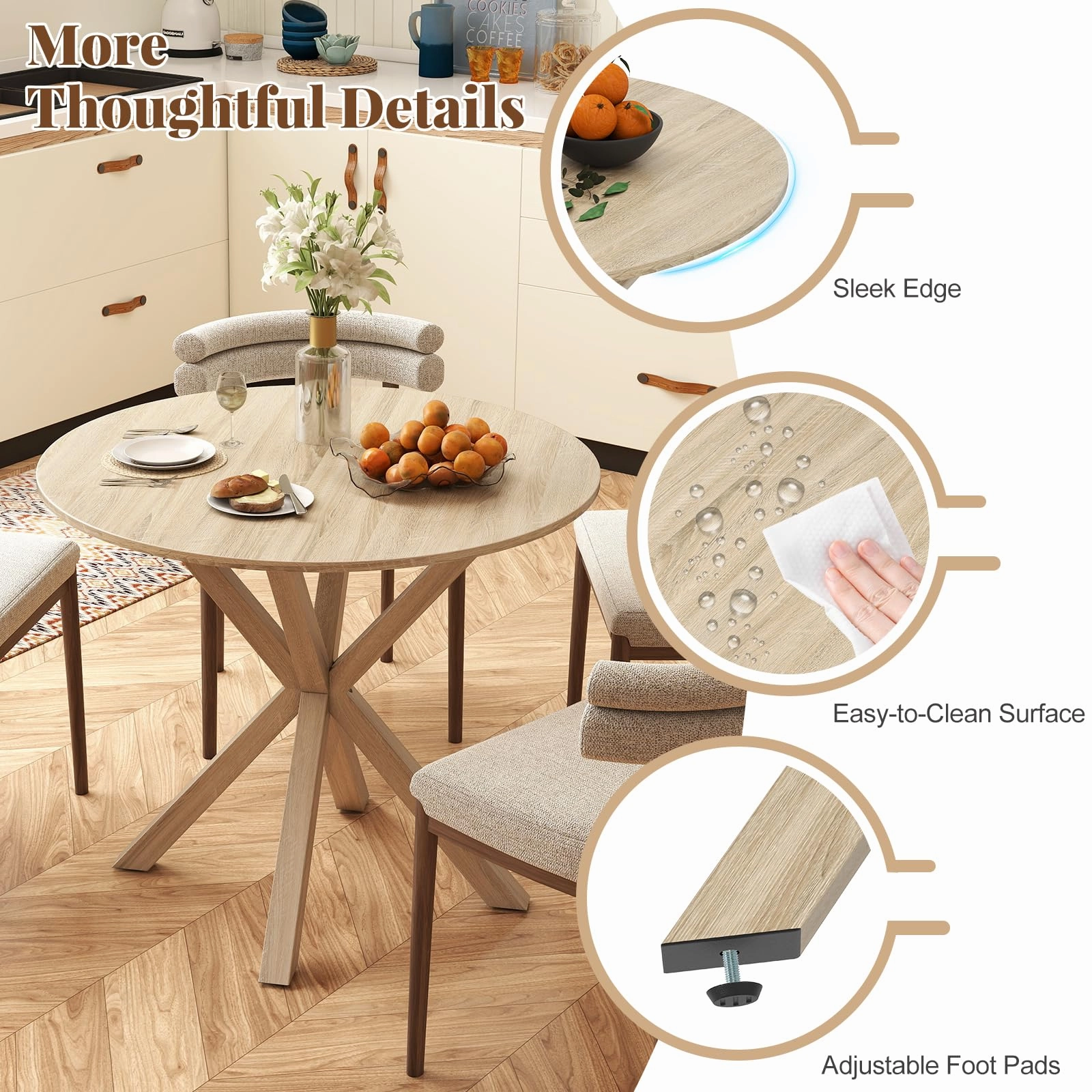 Giantex Farmhouse Kitchen Table with Rubber Wood Legs