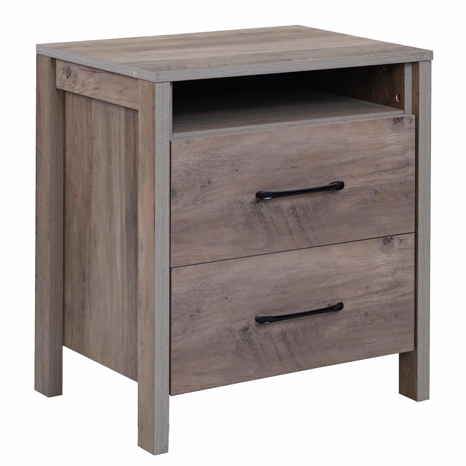 Giantex Farmhouse Nightstand, Rustic Wood Bedside Table