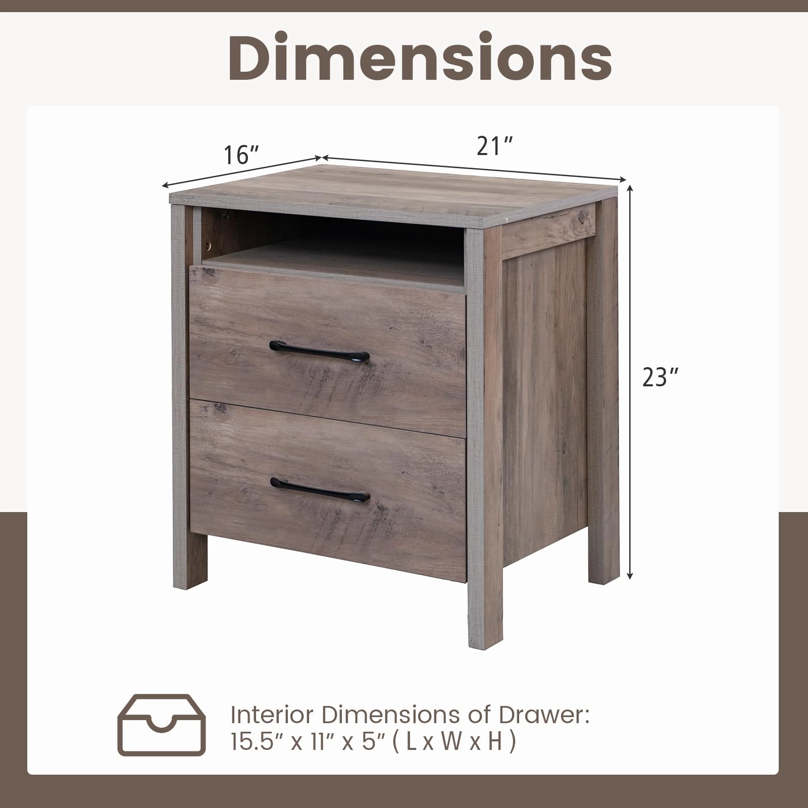 Giantex Farmhouse Nightstand, Rustic Wood Bedside Table