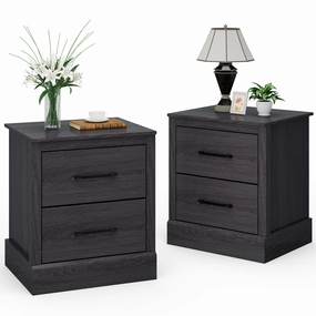 Giantex Farmhouse Nightstand Set of 2, Wood Bedside Table with 2 Storage Drawers office chair, ergonomic chair