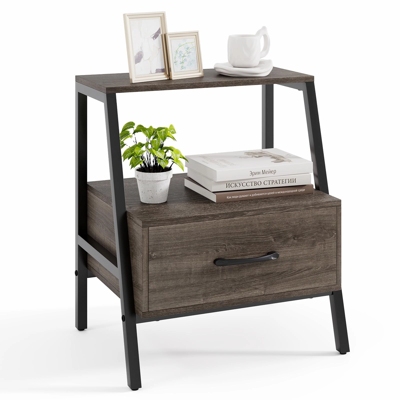 Giantex Farmhouse Nightstand with Drawer Set of 1/2 office chair, ergonomic chair
