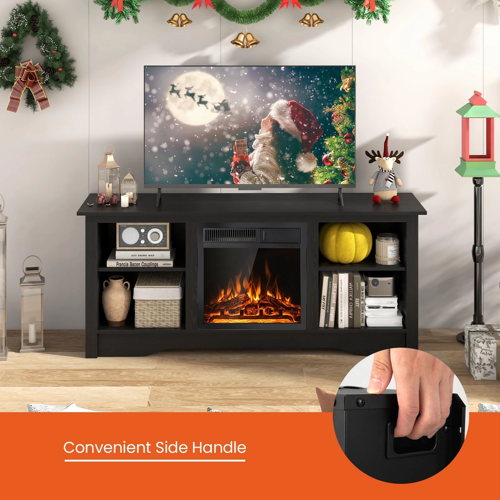 Giantex Fireplace TV Stand for TVs Up to 65, Entertainment Center with Adjustable Shelves