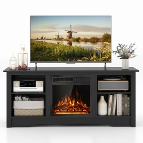 Giantex Fireplace TV Stand for TVs Up to 65, Entertainment Center with Adjustable Shelves doormat, welcome mat
