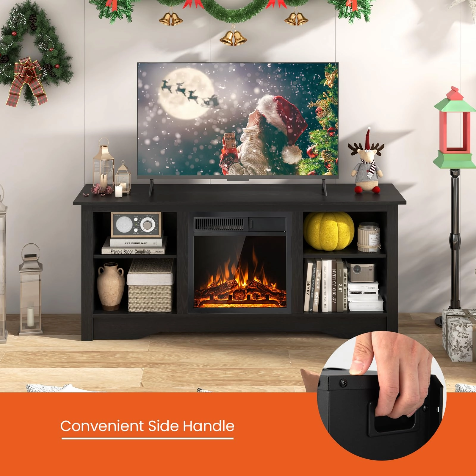 Giantex Fireplace TV Stand for TVs Up to 65, Entertainment Center with Adjustable Shelves