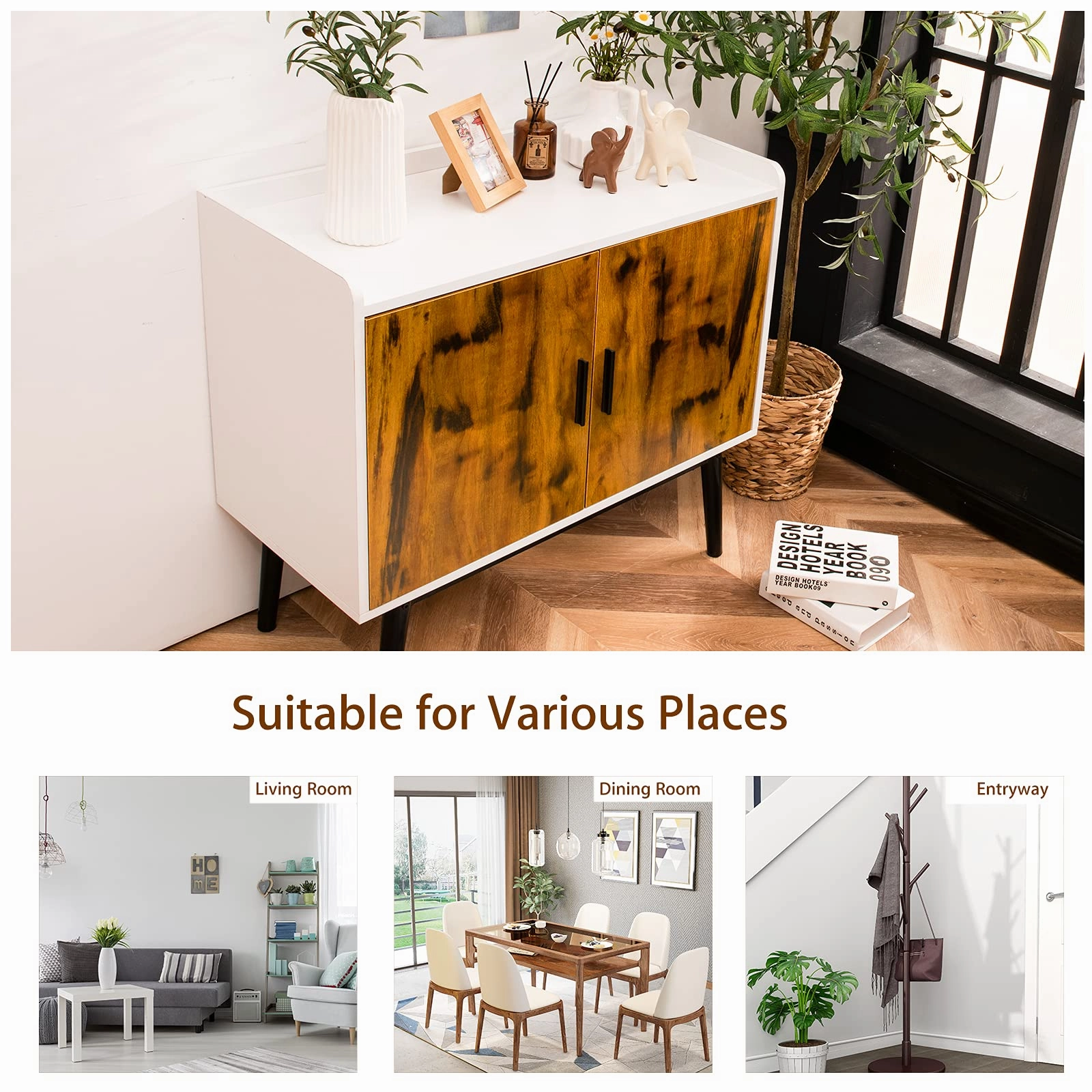 Giantex Floor Storage Cabinet Buffets Sideboard Vintage Accent Cabinet