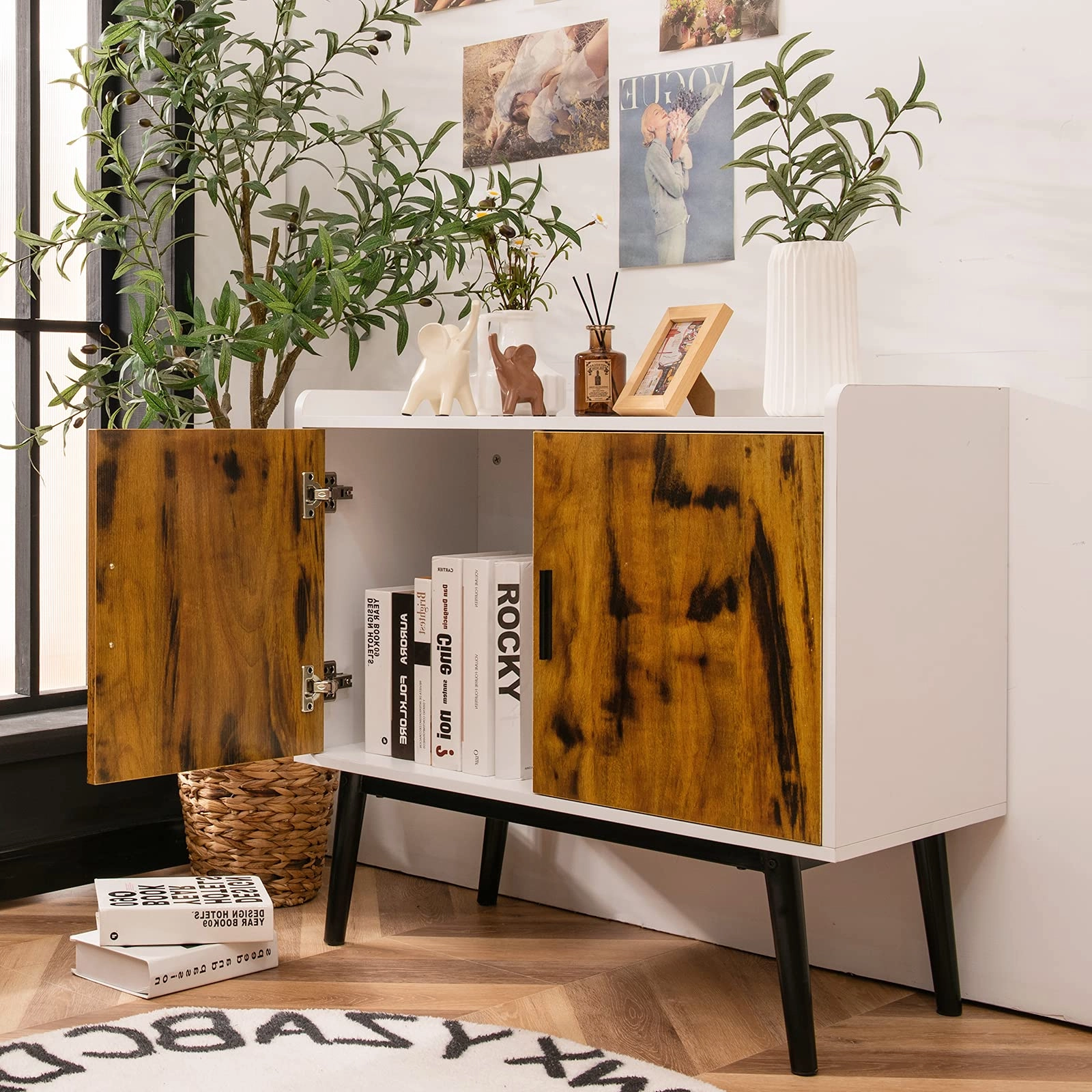 Giantex Floor Storage Cabinet Buffets Sideboard Vintage Accent Cabinet