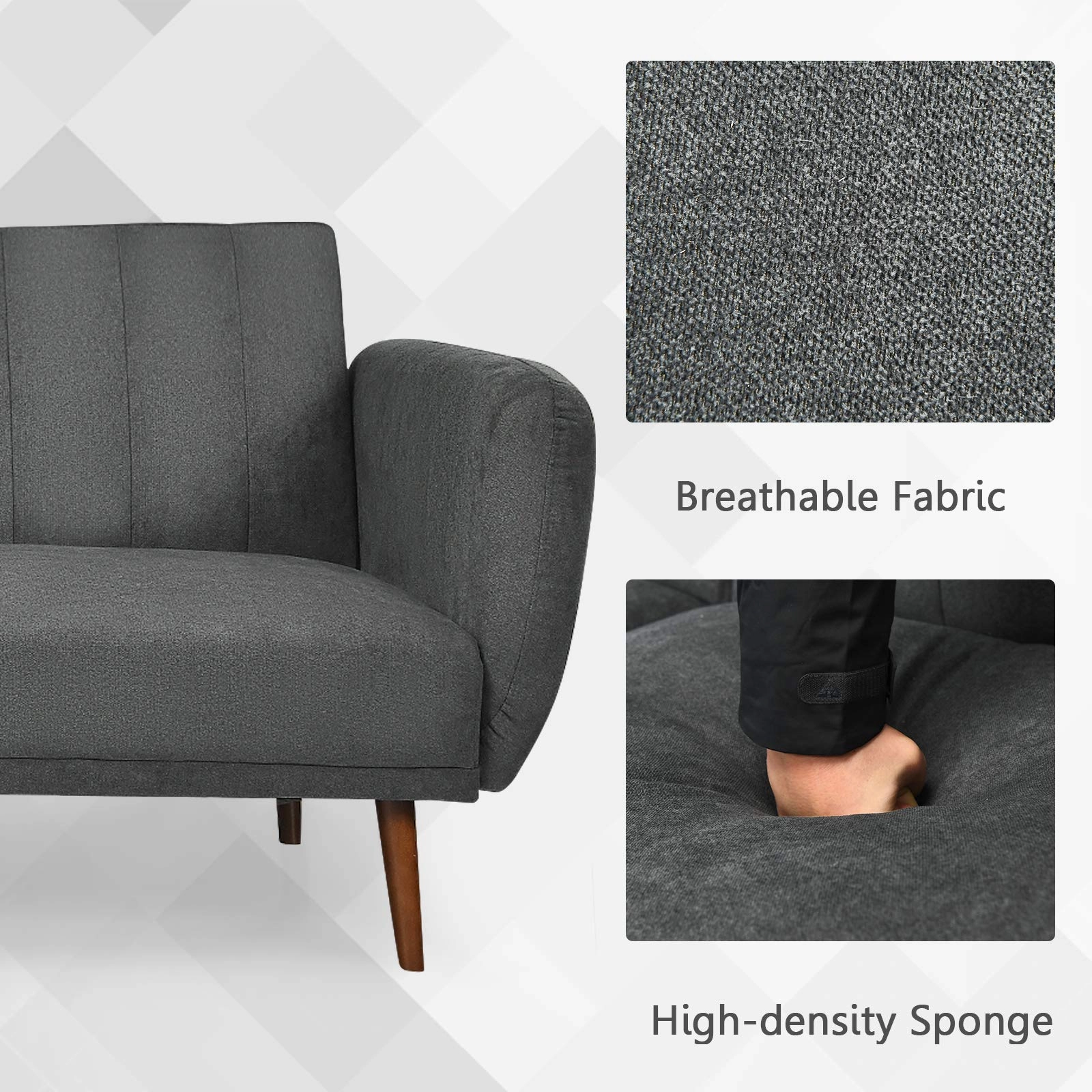 Giantex Foldable Futon Sofa Bed, Convertible Sofa Couch Upholstered Futon Sleeper Sofa with Pillow