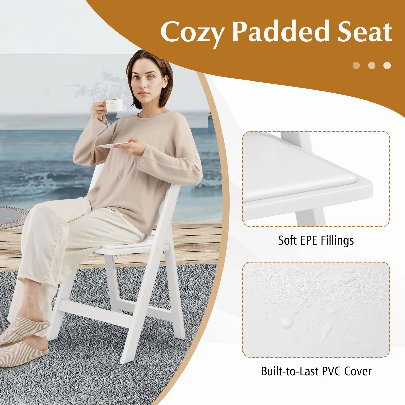 Giantex Folding Chairs with Padded Seat, All-Weather Resin Frame