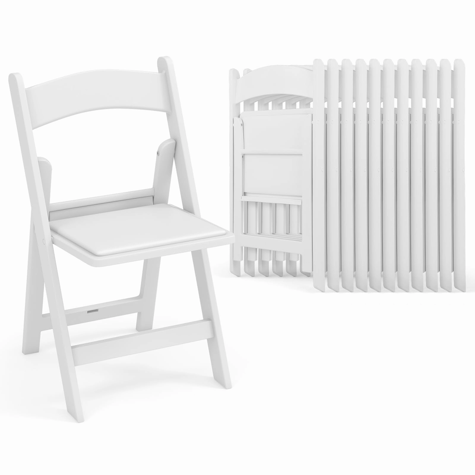 Giantex Folding Chairs with Padded Seat, All-Weather Resin Frame