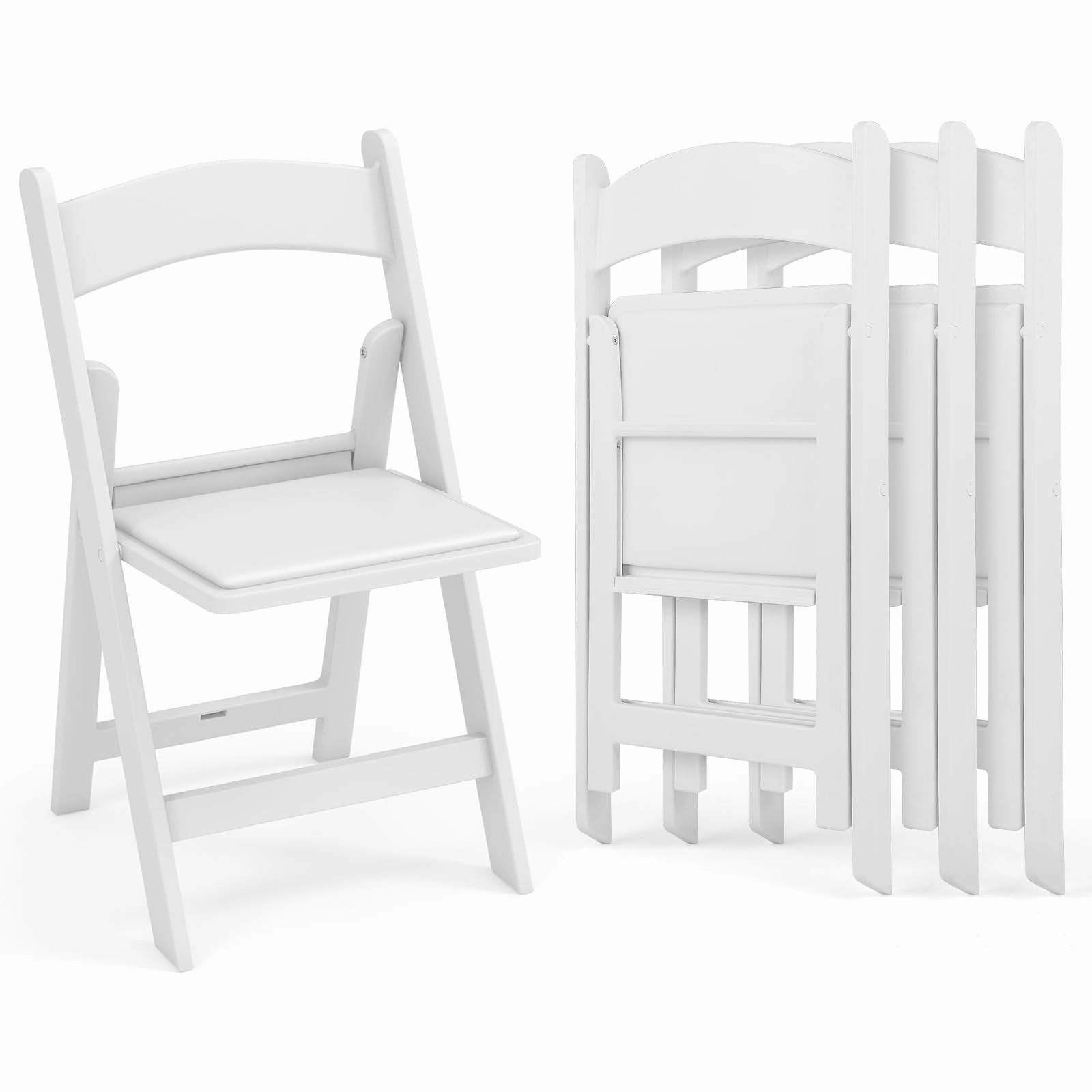 Giantex Folding Chairs with Padded Seat, All-Weather Resin Frame