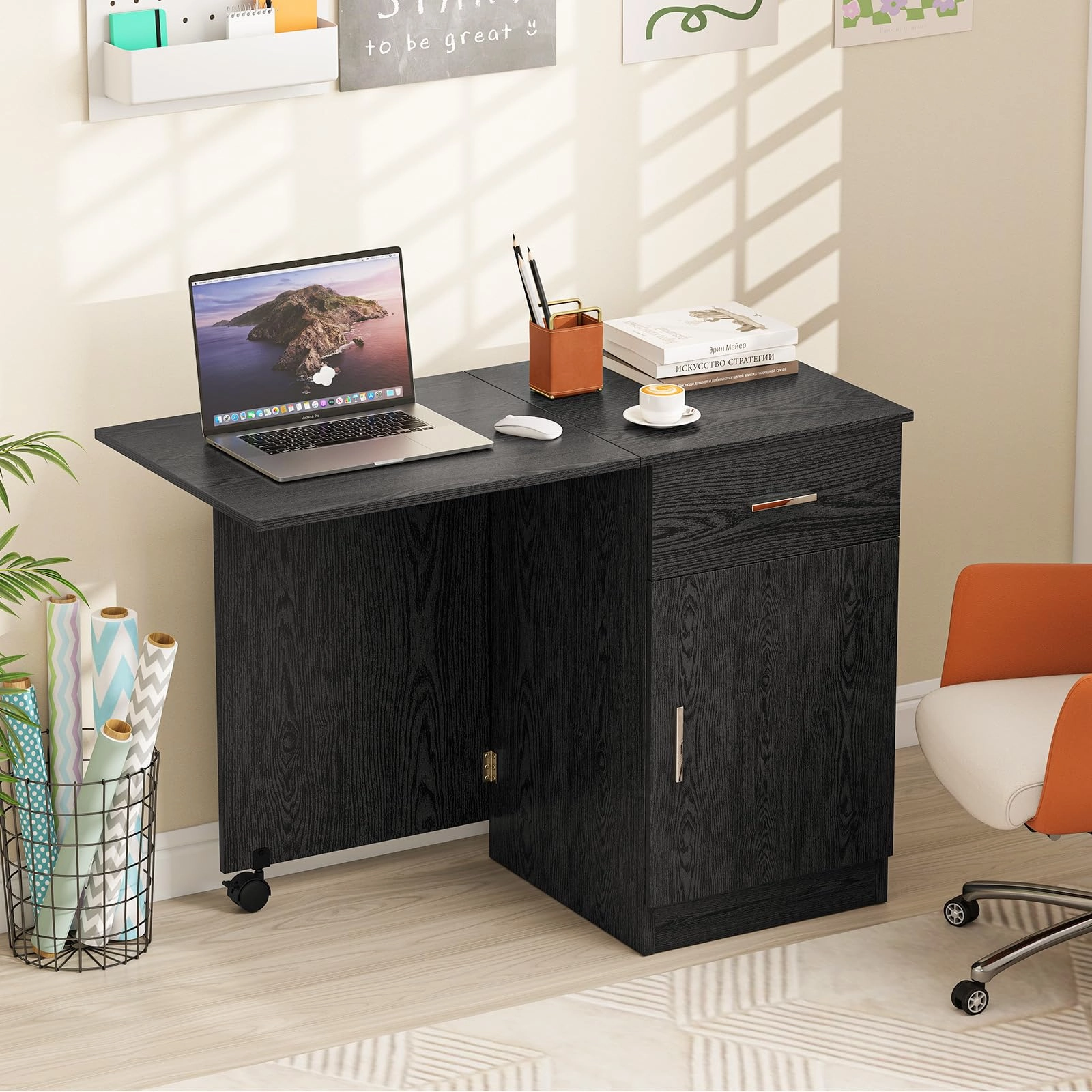 Giantex Folding Computer Desk with Drawer