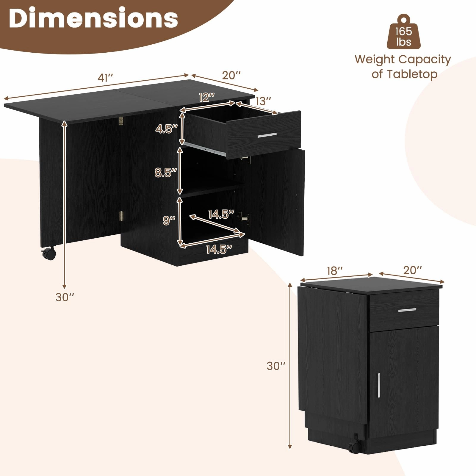 Giantex Folding Computer Desk with Drawer
