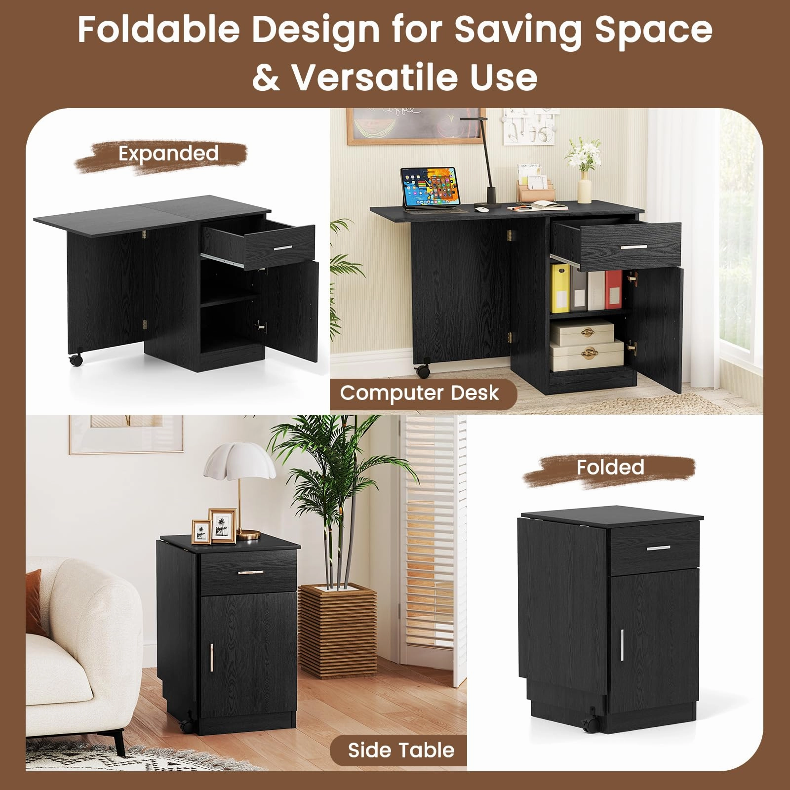 Giantex Folding Computer Desk with Drawer