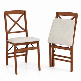 Giantex Folding Dining Chairs Set of 2/4, Modern Kitchen Chairs w/Padded Seat & Cross Backrest kitchen towel, placemats