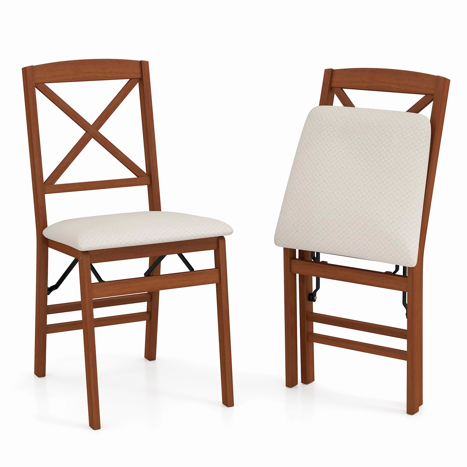 Giantex Folding Dining Chairs Set of 2/4, Modern Kitchen Chairs w/Padded Seat & Cross Backrest kitchen towel, placemats