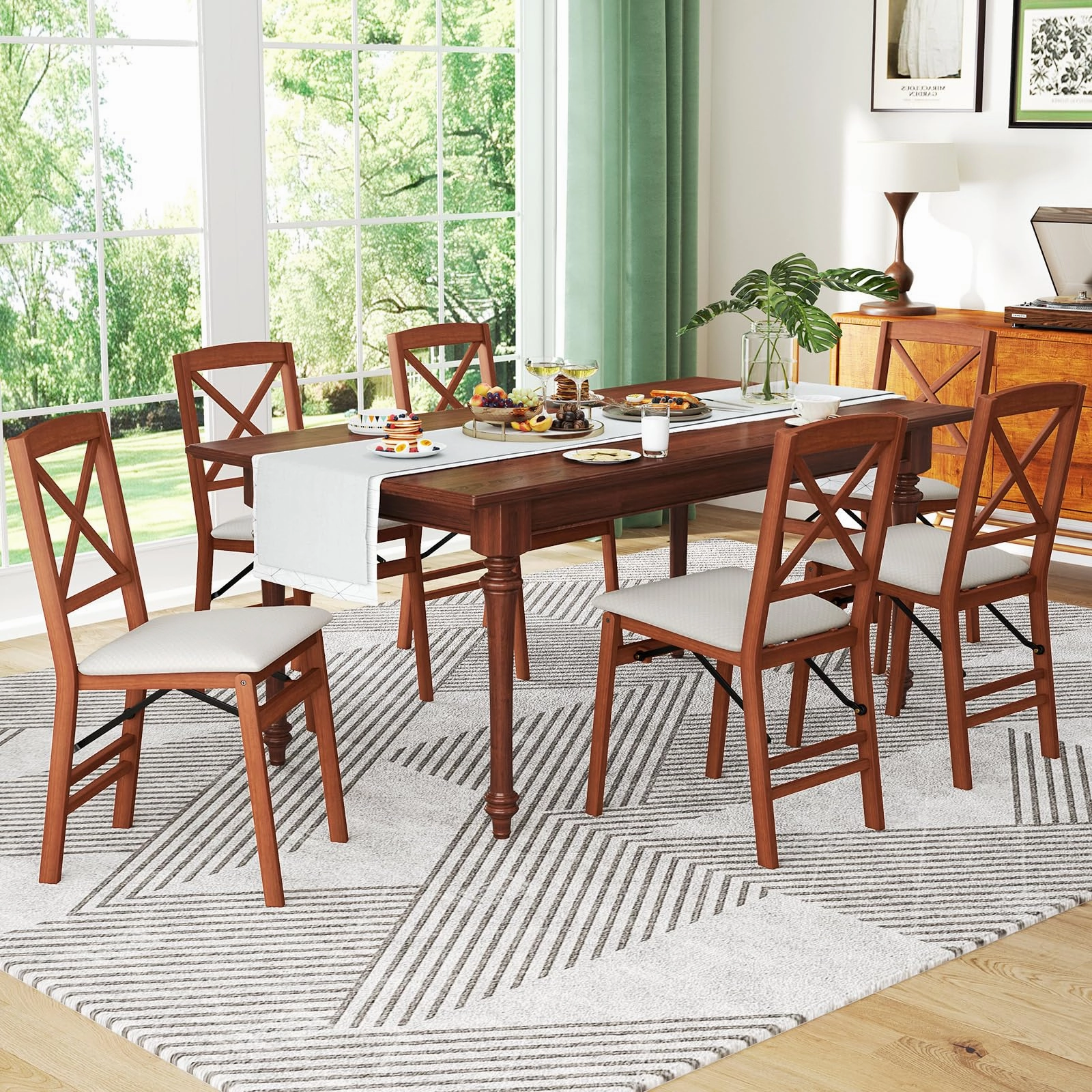 Giantex Folding Dining Chairs Set of 2/4, Modern Kitchen Chairs w/Padded Seat & Cross Backrest