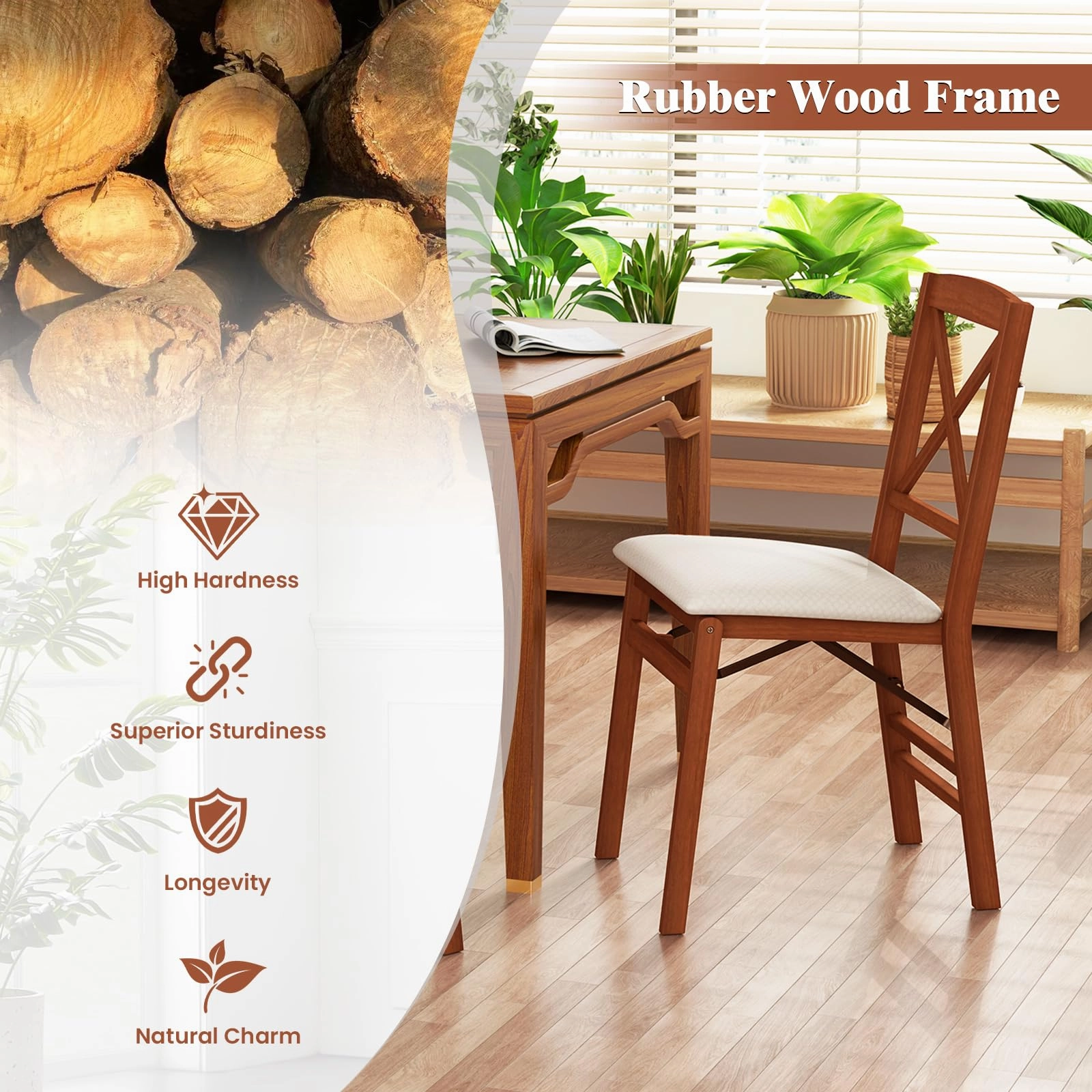 Giantex Folding Dining Chairs Set of 2/4, Modern Kitchen Chairs w/Padded Seat & Cross Backrest