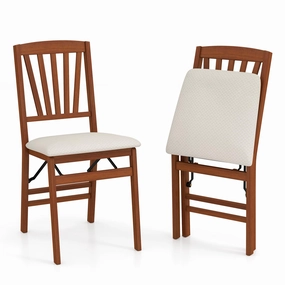 Giantex Folding Dining Chairs Set of 2/4, Modern Kitchen Chairs w/Padded Seat & Slatted Backrest, Rubber Wood Frame kitchen towel, placemats