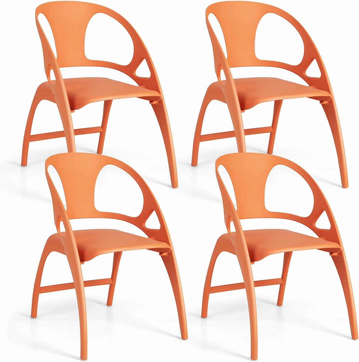 Giantex Folding Dining Chairs Set of 2/4, Outdoor Plastic Dining Chairs with Armrest and High Backrest