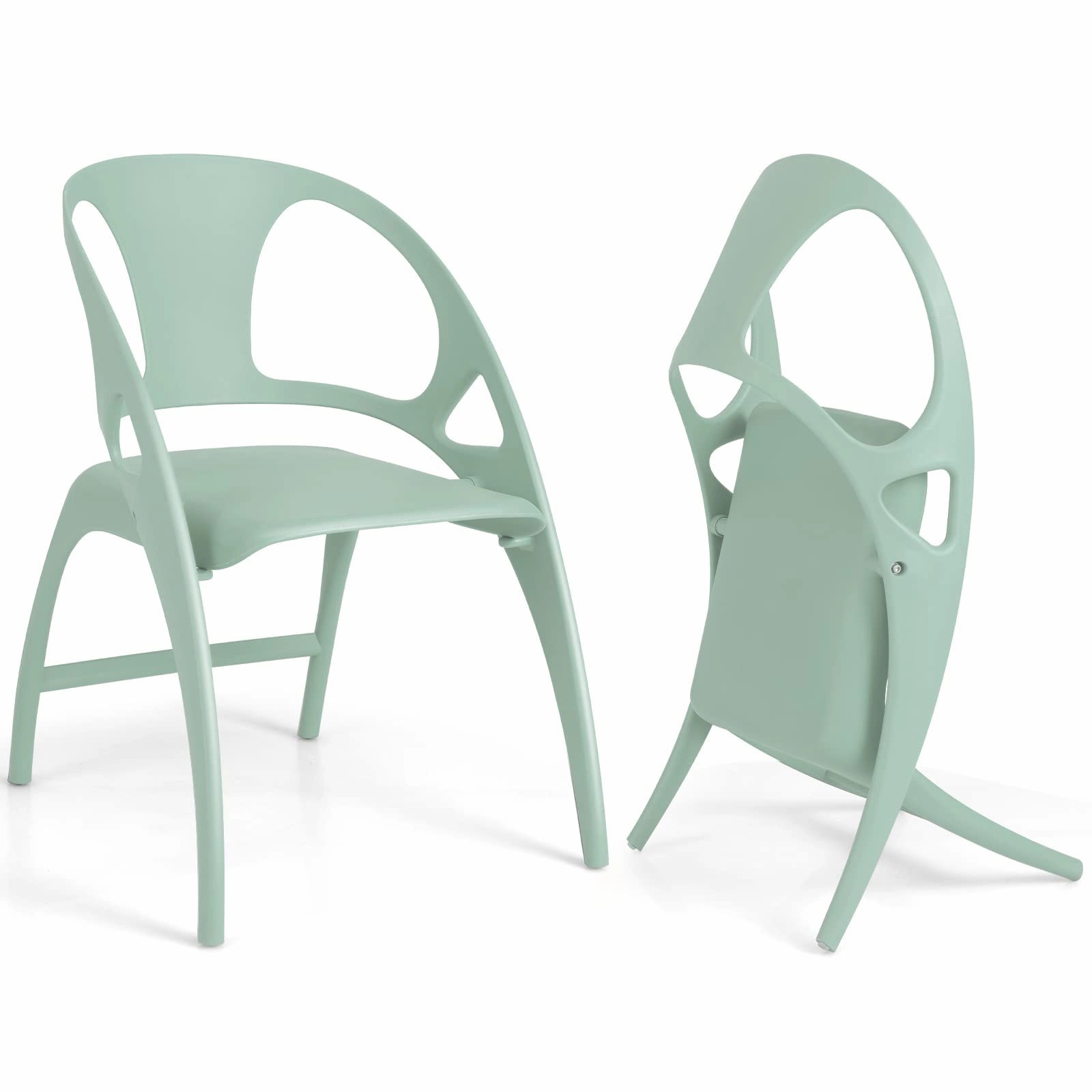 Giantex Folding Dining Chairs Set of 2/4, Outdoor Plastic Dining Chairs with Armrest and High Backrest sectional sofa, corner couch