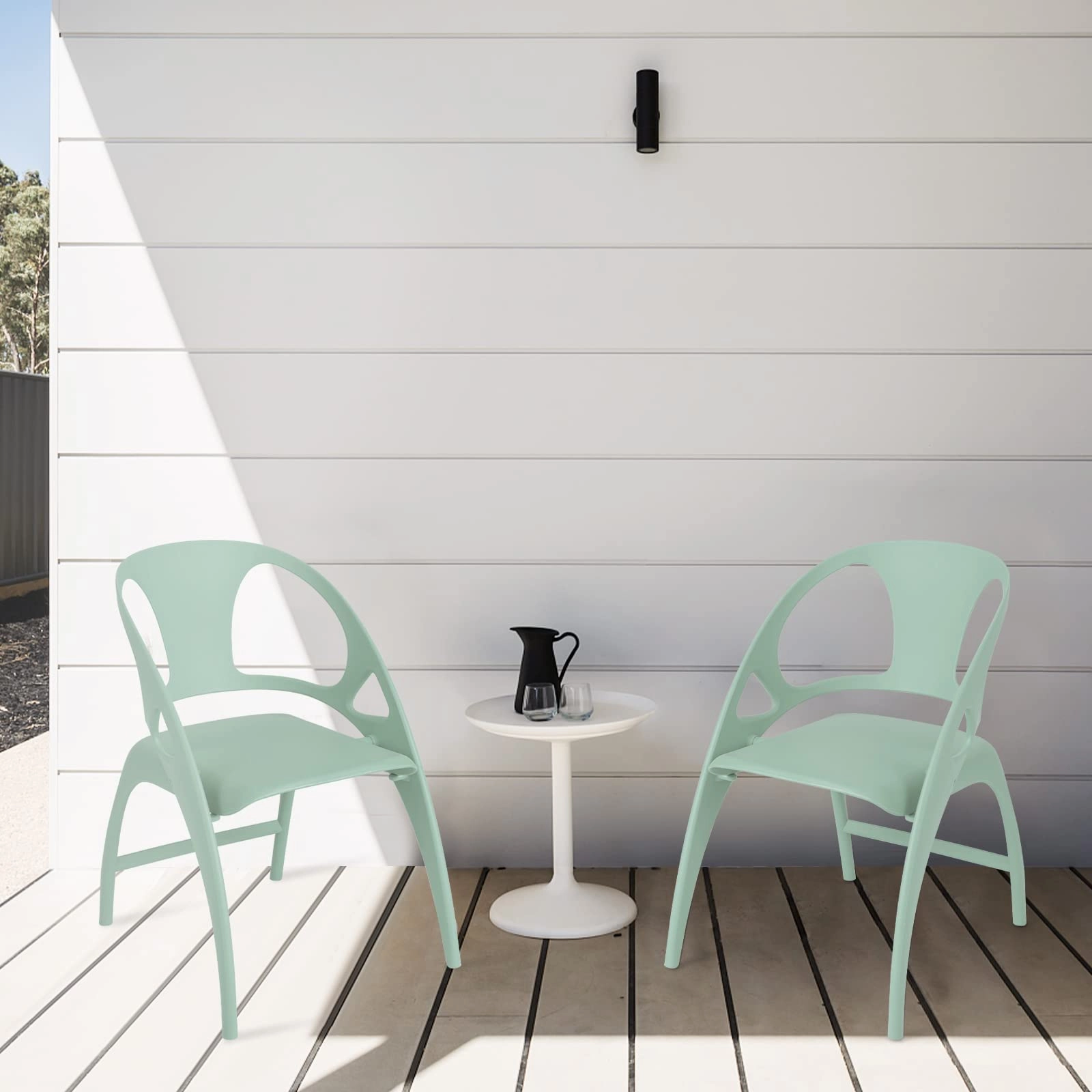 Giantex Folding Dining Chairs Set of 2/4, Outdoor Plastic Dining Chairs with Armrest and High Backrest