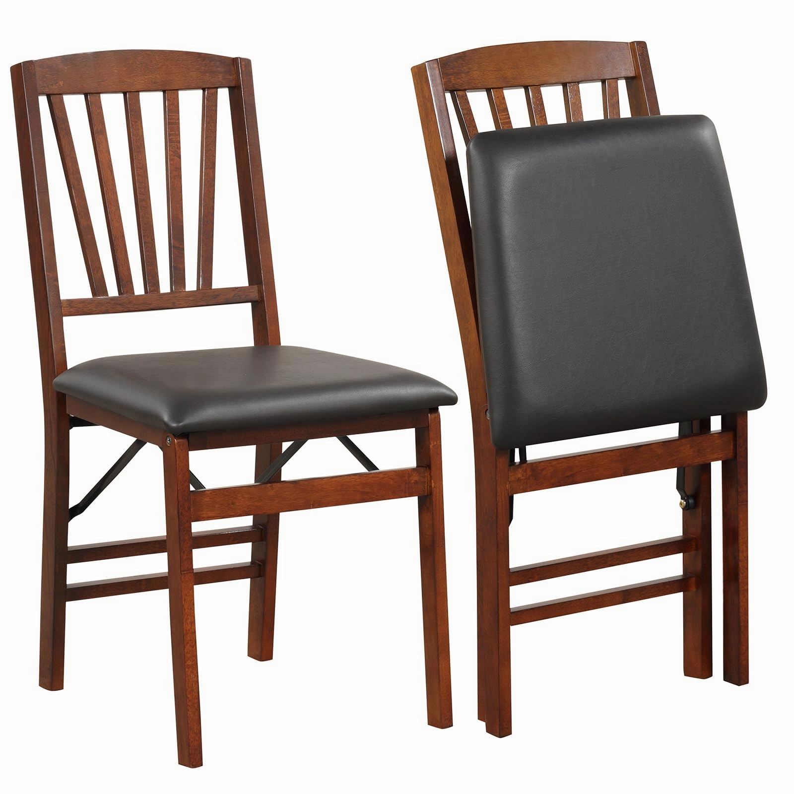 Giantex Folding Dining Chairs Set of 2, Foldable Wood Kitchen Chairs with Padded Seat kitchen towel, placemats