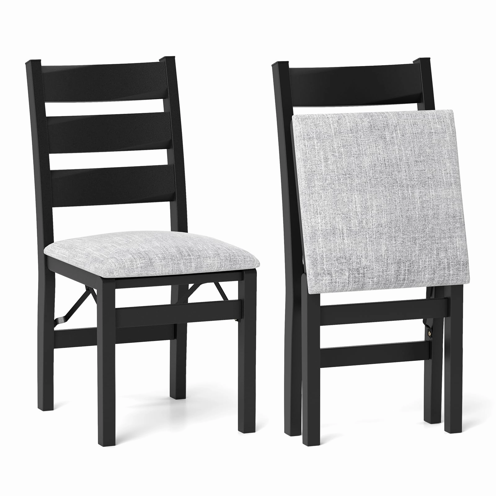 Giantex Folding Dining Chairs Set of 2, Modern Upholstered Kitchen Chairs w/Slatted Backrest & Padded Seat kitchen towel, placemats