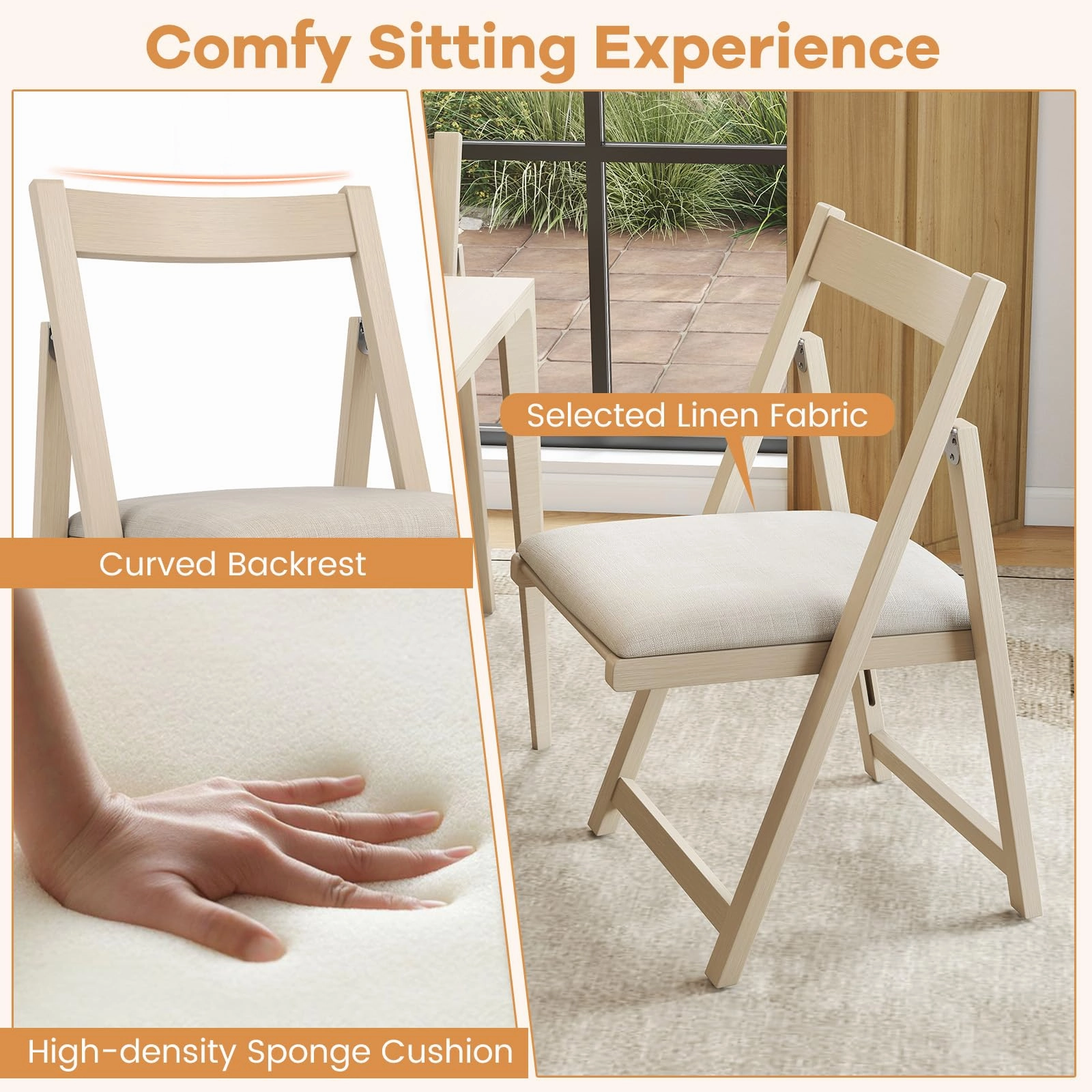 Giantex Folding Dining Chairs Set of 4