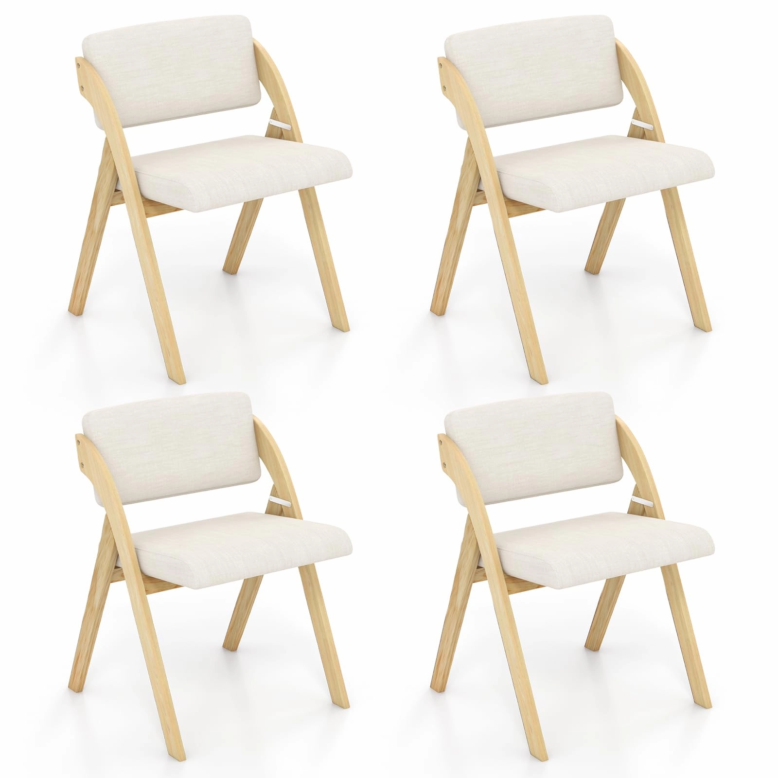 Giantex Folding Dining Chairs Set, Portable Kitchen Chairs with Padded & Seat Backrest kitchen towel, placemats
