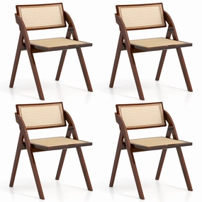 Giantex Folding Dining Chairs Set, Wooden Folding Chair with Rattan Backrest & Seat light fixture, furniture lighting