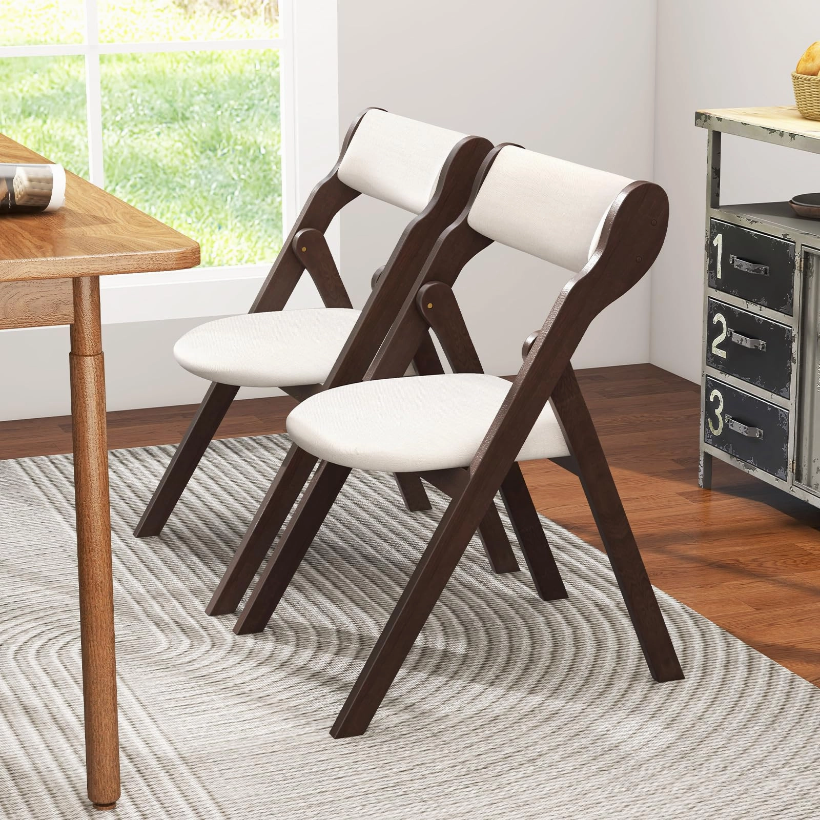 Giantex Folding Dining Chairs, Upholstered Kitchen Chairs w/Comfy Padded Backrest & Seat