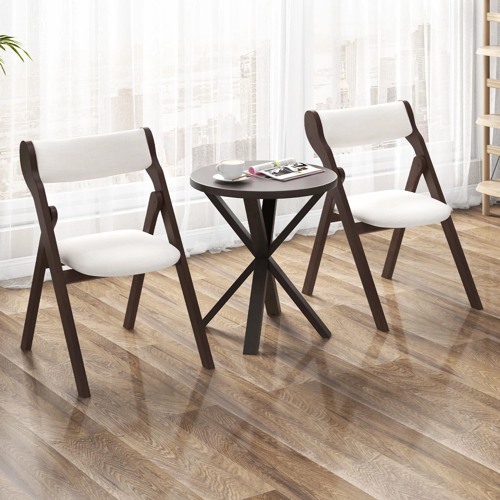 Giantex Folding Dining Chairs, Upholstered Kitchen Chairs w/Comfy Padded Backrest & Seat