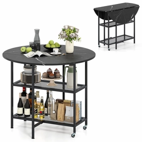 Giantex Folding Dining Table with Lockable Wheels kitchen towel, placemats
