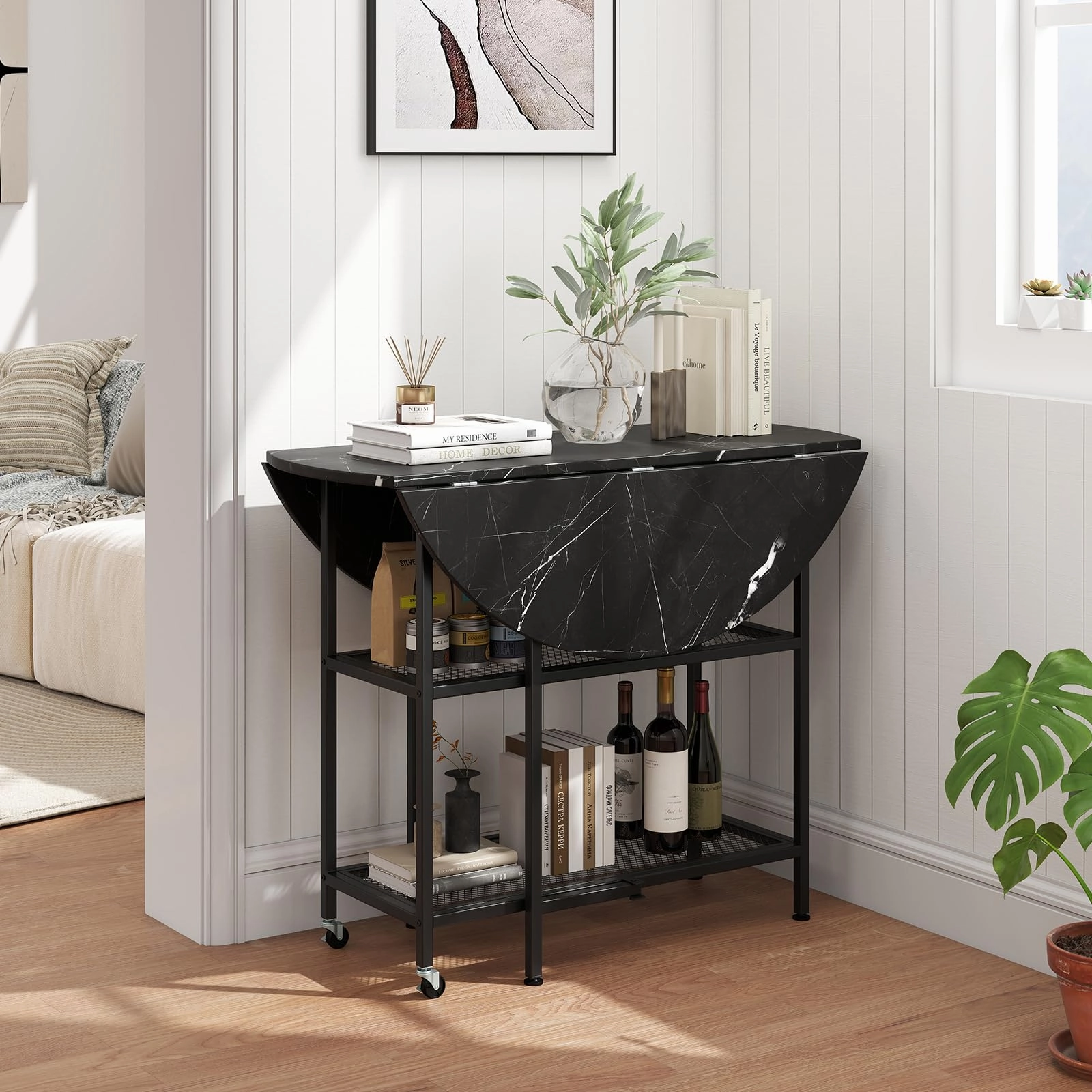 Giantex Folding Dining Table with Lockable Wheels