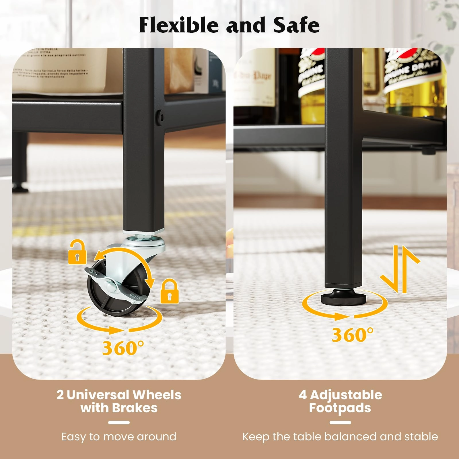 Giantex Folding Dining Table with Lockable Wheels