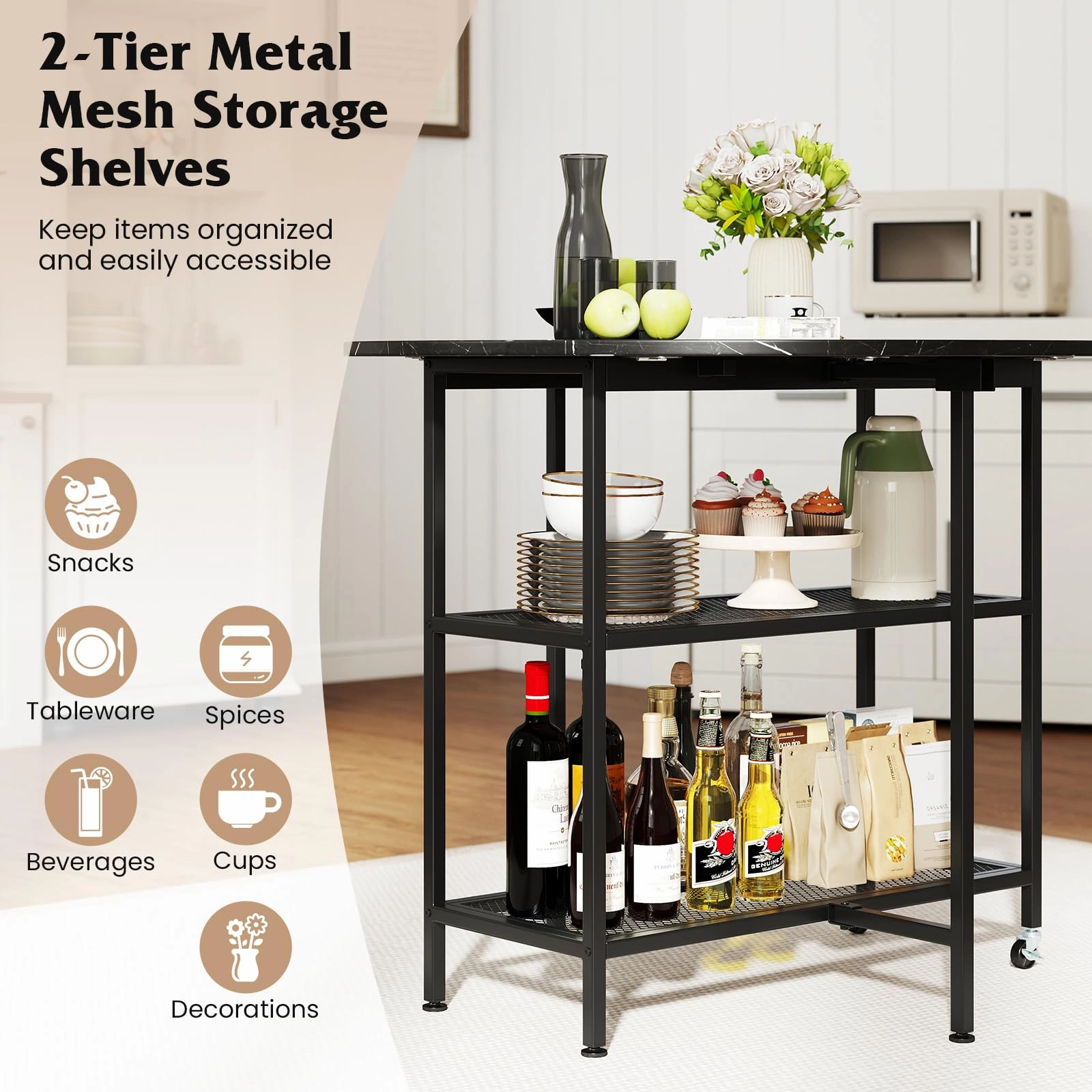 Giantex Folding Dining Table with Lockable Wheels