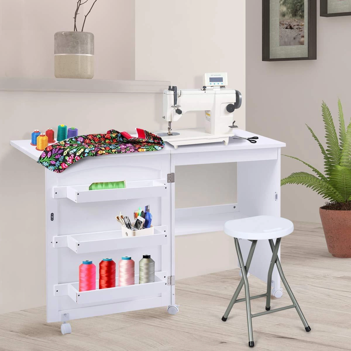 Giantex Folding Sewing Craft Table, Sewing Craft Cart  (46"x16"x31'')