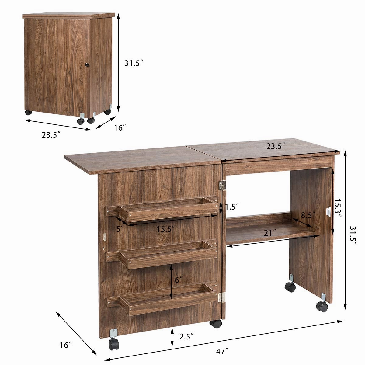 Giantex Folding Sewing Craft Table, Sewing Craft Cart  (46"x16"x31'')