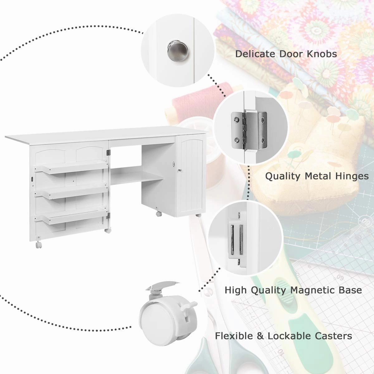 Giantex Folding Sewing Table, Large Sewing Craft Cart ( 62.5''x20''x29'')