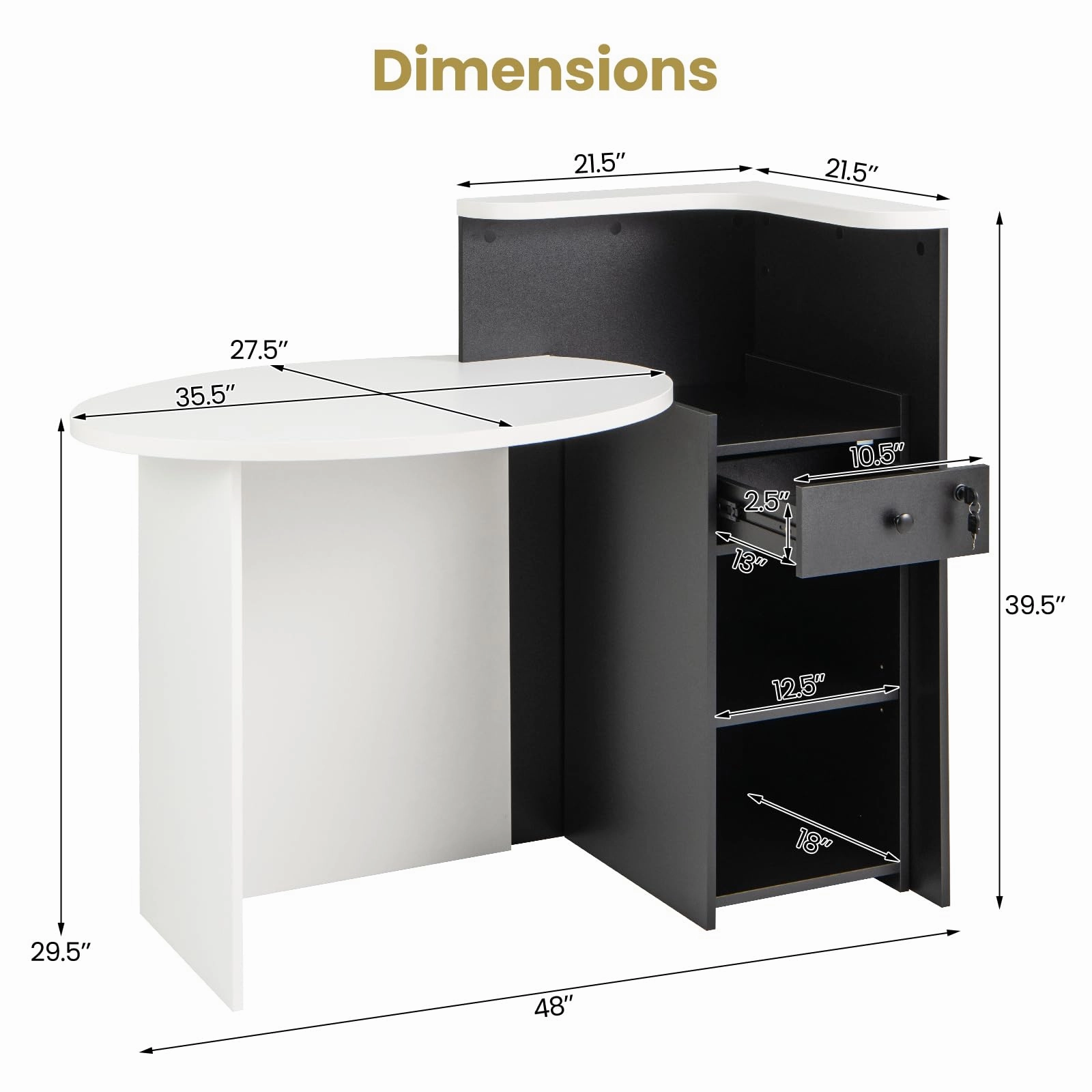 Giantex Front Counter Desk with Lockable Drawer